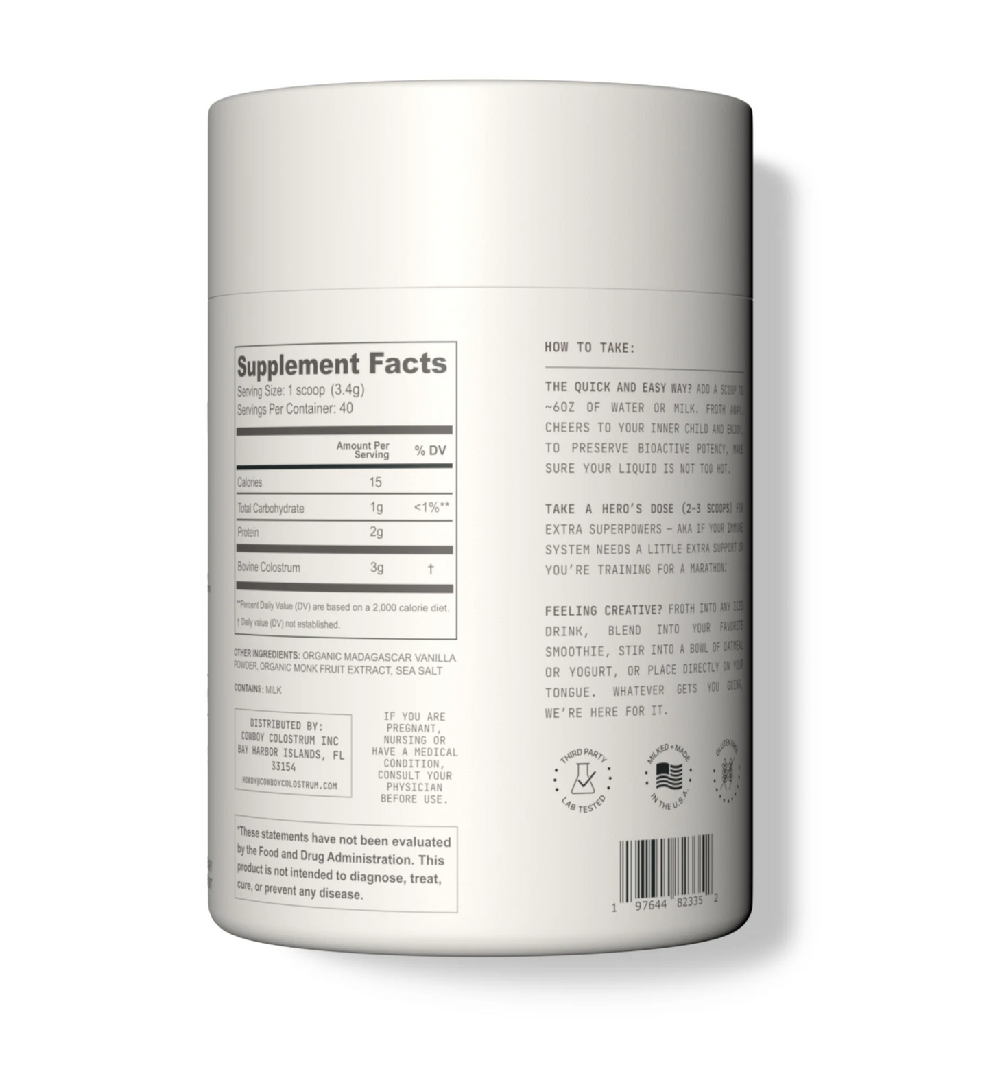 Cowboy Colostrum Powder - Bovine Colostrum Powder for Women & Men - First Day Milking Whole Colostrum - Grass Fed Colostrum Supplement for Gut Health, Immunity, Skin & Hair (Vanilla )