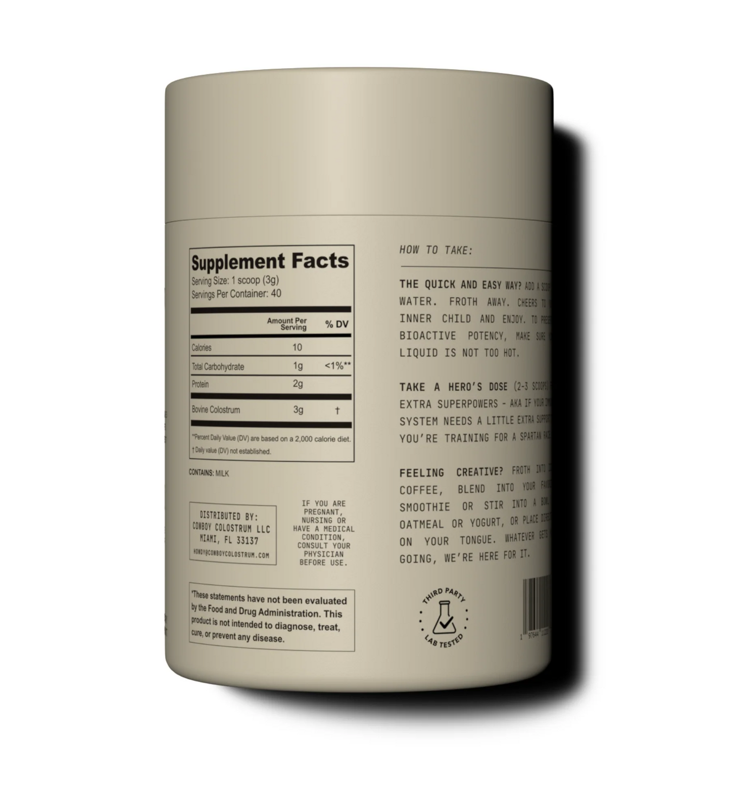 COWBOY COLOSTRUM Powder - Bovine Colostrum Powder for Women & Men - First Day Milking Whole Colostrum - Grass Fed Colostrum Supplement for Gut Health, Immunity, Skin & Hair (Unflavored,)