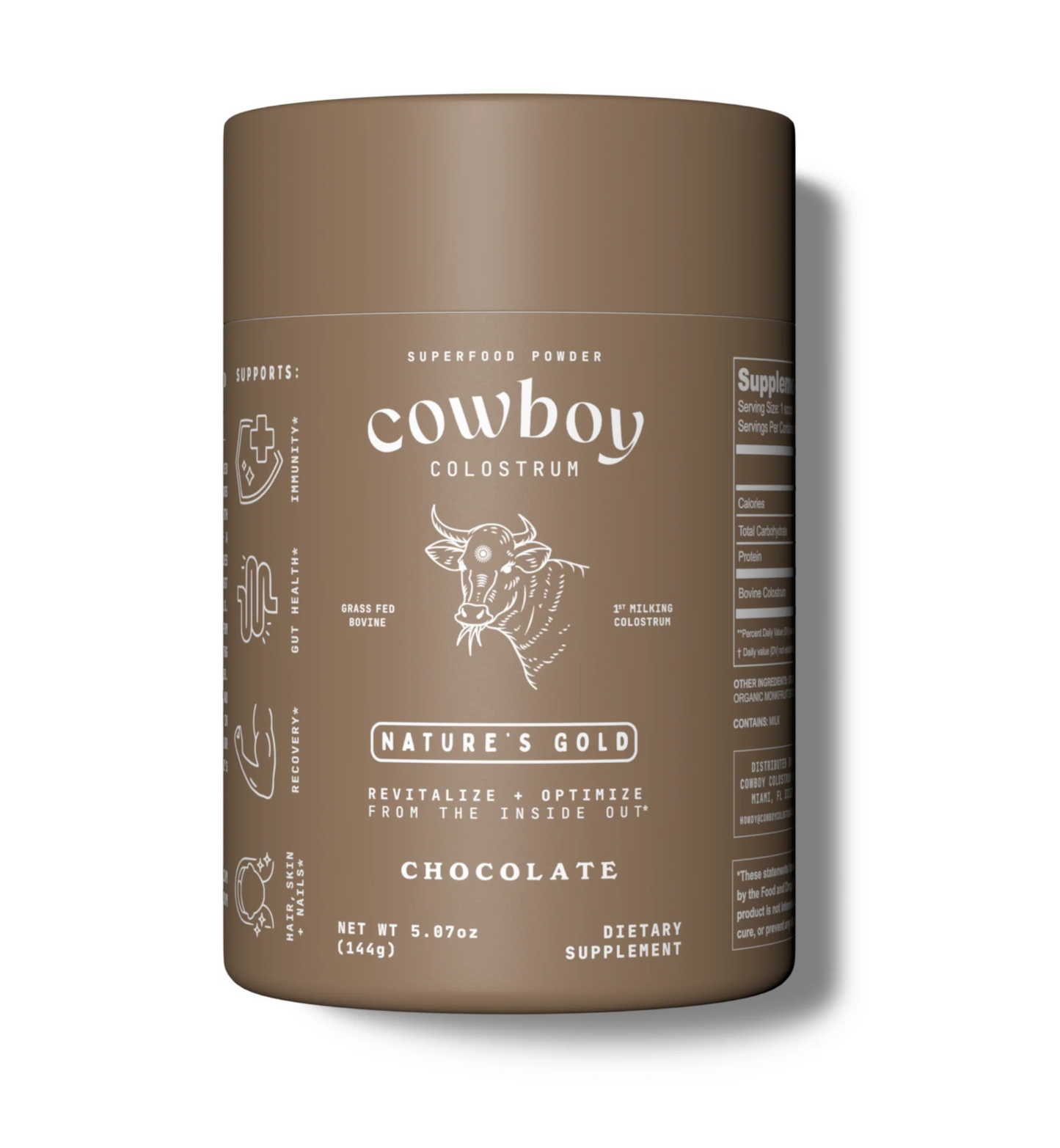 COWBOY COLOSTRUM Powder - Bovine Colostrum Powder for Women & Men - First Day Milking Whole Colostrum - Grass Fed Colostrum Supplement for Gut Health, Immunity, Skin & Hair (Chocolate,)